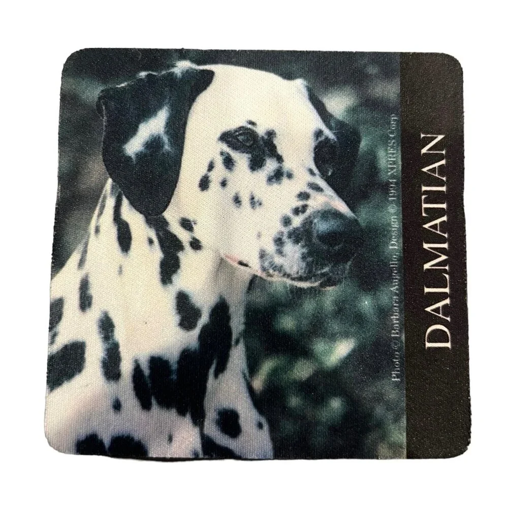 Vintage Canine Coasters Dalmatians Set of 4 Matching 4” Non-Skid Rubber Coasters
